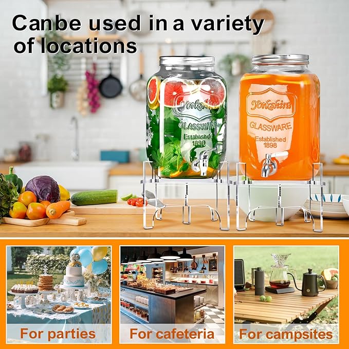 8 MM Acrylic Glass Drink Dispenser Stand, 2 Pack Water jug holder and Beverage Dispenser Stand, Drink Stand for Families, Parties and Catering Events(Fit Max 9 Inch Glass Drink)
