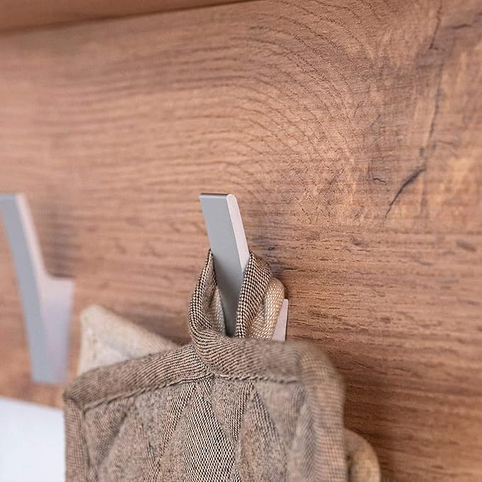 Mobili Fiver, Wall coat hanger, Rachele, 23.62 in, Rustic Oak, Made In Italy