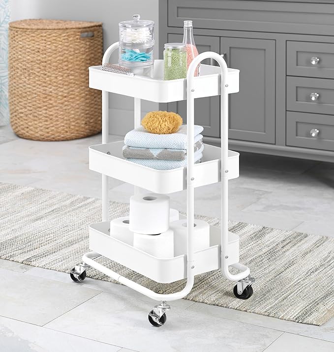 Whitmor 3-Tier Metal Cart, White