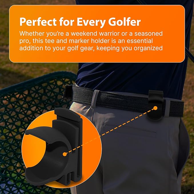 SplashNColor Golf Ball and Tee Holder with Clip – ABS Golf Tee Organizer for Bag, Durable Golf Accessory for Men & Women, Compact Ball and Tee Holder for Golf Enthusiasts - White 3 Pack - 1 Slot Each