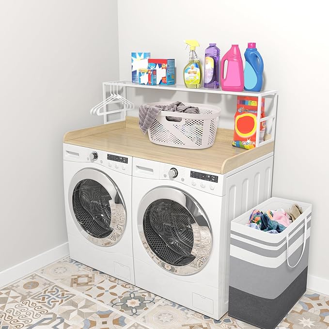 GDLF Washer Dryer Countertop Laundry Countertop with Washer Dryer Shelf, 54" W x27.55 D, Natural Wood Color