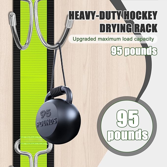 Hikeen 7 Hooks Stainless Steel Hanging Hockey Drying Rack- Hold Up to 85 lbs, Portable Durable Hockey Gear Drying Rack to Heavy Weight for Home, Travel & Outdoor Use