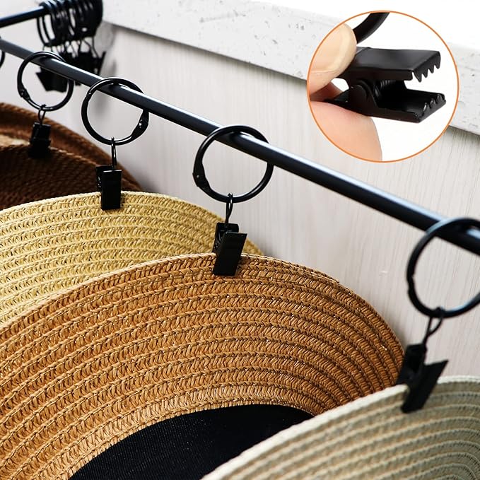 Hat Rack for Baseball Cap Organizer with 24 Hooks, Modern Metal Hats Storage Wall Mounted Caps Hanger for Closet Door Bedroom Entryroom Laundry, 2 Pack