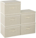 Fabric Storage Bins Cube Organizers with Flip-Top Lid and Handles,Storage Boxes for Organizing Home,Office,and Closet,Grey and Beige,5 Pack 13 X 9.1 X 7.9 in
