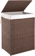 OIAHOMY Laundry Hamper with Lid, 23.8 Gal (90L) Wicker Hamper with Removable Liner Bags, Handwoven Clothes Basket with Handles, Foldable Woven Paper Rope Basket for Laundry Room, Bedroom-Brown