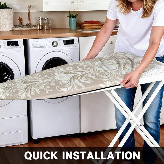 Ironing Board Cover 15"x54" Standard Size Replacement Thick Iron Board Covers Heavy Duty Non-Slip Board Cover Fitted with Elastic Edges and Velcro Straps