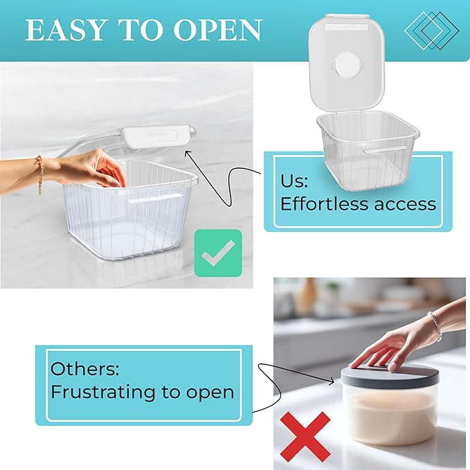 Skywin TidyFriend Laundry Pods Container with Lift Up Lid, 17.2" x 17.2" x 13", Airtight Storage Keeps Pods Fresh, Laundry Detergent Container & Dishwasher Pod Holder (Clear)