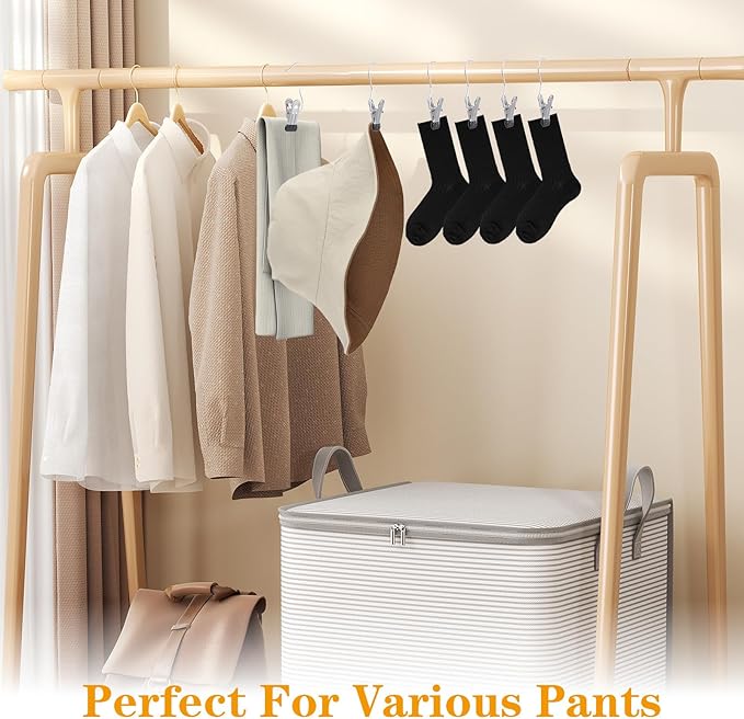 Legging Organizer for Closet, Yoga Pants Hangers 50 Pack Hanging Clips Coated Clips for Leggings, Hanger Space Saving Closet Organizers and Storage for Skirt, Shorts, Hats, Towel, Boot, Jeans
