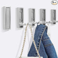 5PCS Heavy Duty Folding Coat Hooks - Zinc Alloy Wall Hooks for Coats, Scarves & Bags - Rustproof, Space-Saving Design for Bathroom, Entryway & Closet - Easy Install with Screws (Silver)