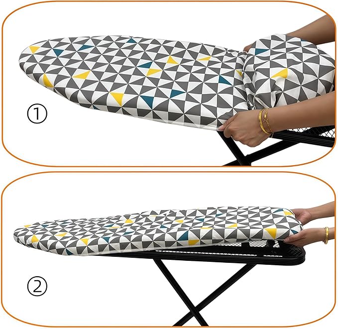 Ironing Board Cover and Pad, Sewn-in Thick Feltpads, Elastic Edge,12"x36"Scorch & Stain-Resistant Replacement Ironing Board Cover, Fits Standard Ironing Boards, Durability & Easy to Install