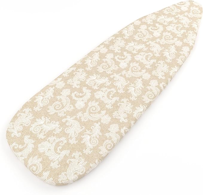Encasa XO Ironing Board Cover with 4mm Extra Thick Felt Pad for Steam Press – Beige - (Fits Standard Boards of X-Large, 54"x18") Elastic Fitting, Heat Reflective, Protective