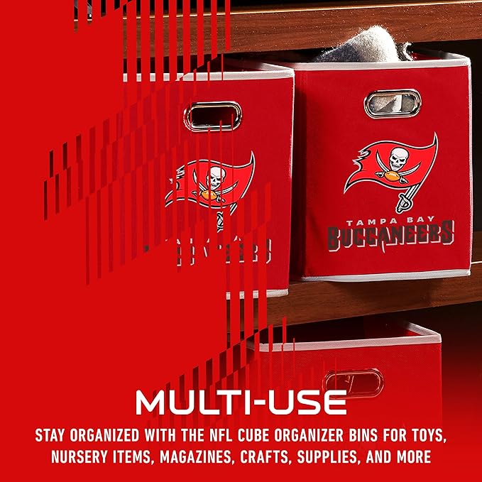Franklin Sports NFL Storage Bins - Collapsible Cube Container + Basket - NFL Office, Bedroom + Living Room - 11"x11"