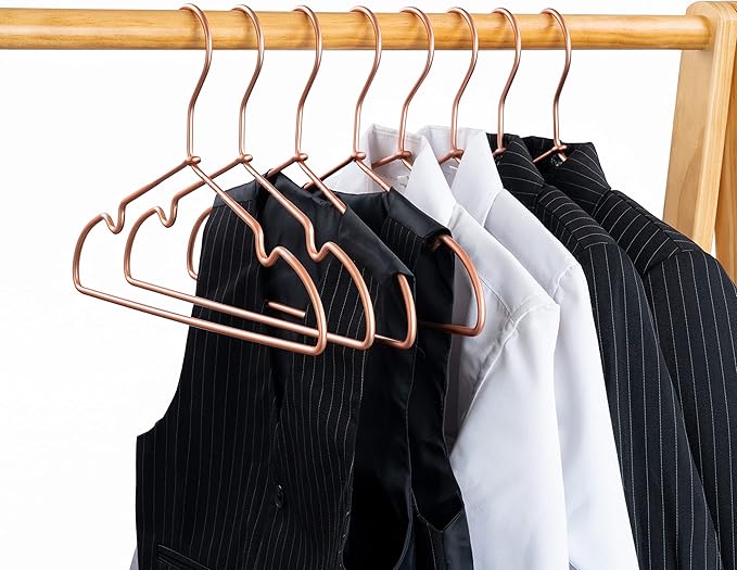 10Pack Koobay 13" Non Slip Rose Gold Wire Top Children Clothes Suit Coat Metal Hanger