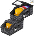 Dofilachy 2 Pack Stackable Hat Storage for Baseball Caps, Holds 28 Caps - Closet Organizer Box with Clear Window & Cardboard，Sturdy Snapback Hat Boxes for Home Storage (lozenge, 2)
