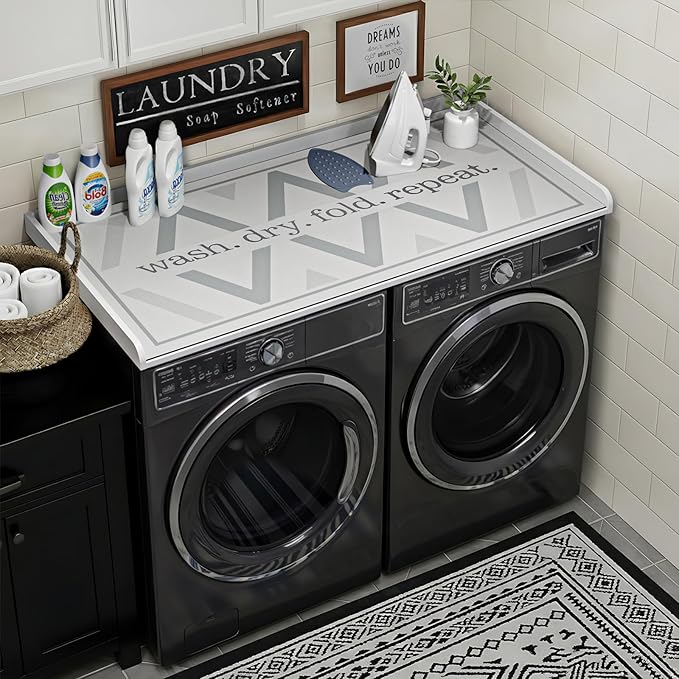 Washer Dryer Countertop, 27.5" x 54" Washer and Dryer Countertop with Non-Slip Pad,Large Laundry Topper for Laundry Room Organization