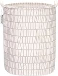 Sea Team 19.7 Inches Large Sized Waterproof Coating Ramie Cotton Fabric Folding Laundry Hamper Bucket Cylindric Burlap Canvas Storage Basket with Stylish Branch Grey Design