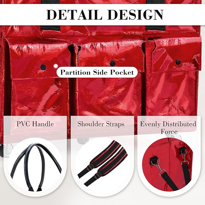 tobyto Reusable Grocery Bag on Wheels, 105L Foldable Rolling Tote, Shopping Trolley 66LBS Capacity - Water-Resistant for Laundry, Picnic, Storage & Travel