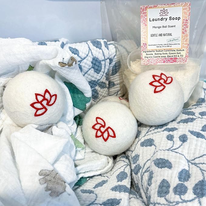 Organic Scented Wool Dryer Balls for Laundry Reusable | XL Scented 3-Pack with Lavender Oil – Natural Fabric Softener for Laundry – Chemical-Free, Hypoallergenic, Energy Saving
