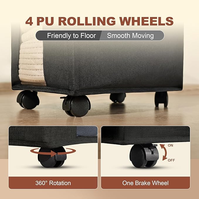 Laundry Hamper with Wheels, 62L Rolling Laundry Basket with Visible Clear Window Collapsible Dirty Clothes Hampers for Laundry Room Bedroom Dorm RV,Black