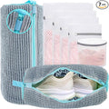 XXL Shoe Washing Machine Bag - Reusable Shoes Cleaning Bags for Washer And Dryer, Durable Zipper Laundry Shoe Bag 360° Deep Clean Sneaker Tennis Include Delicate Laundry Bag/Bra Laundry Bags (Gray)