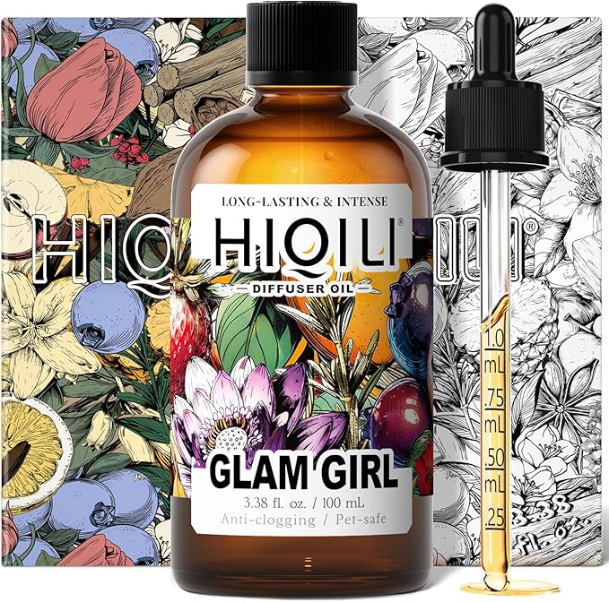HIQILI Glam Girl Diffuser Oil, Long-Lasting Refill for Diffusers & Humidifiers, Hotel-Grade Scent Suitable for Home Use - 3.38 Fl Oz
