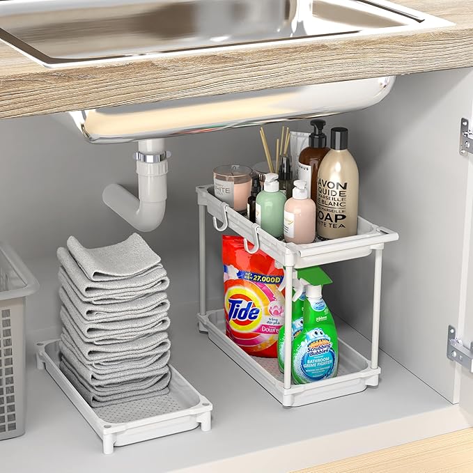 SimpleHouseware Standard 3-Tier Slim Rolling Storage Cart, White