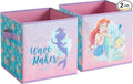 Disney Little Mermaid Storage Cubes,Set of 2 Spacious Collapsible Bins with Handles, Kids Toy Organizer for Bedroom & Playroom, 10" x 10"