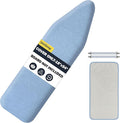 Ironing Board Cover and Pad 18"x54" Extra Thick Natural Cotton, Scorch and Stain Resistant Iron Board Cover, Extra Large Iron Board Cover with Fasteners Heavy Duty Heatproof Elastic Edge Blue