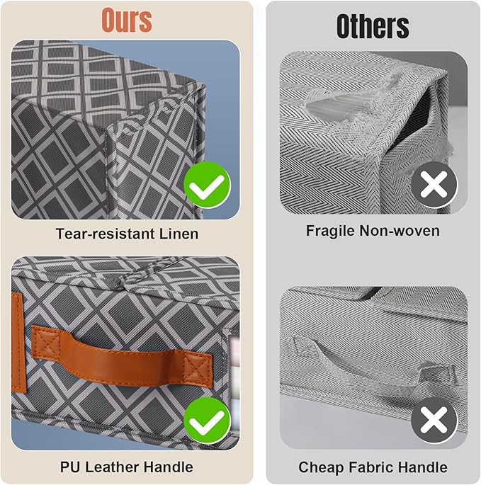 6 Pack Bed Sheet Organizers and Storage, (King & Queen Size) Sheet Organizer for Linen Closet, Foldable Bedding Storage Box with Window for Bedsheets, Duvet Cover and Pillowcase (Dark Grey 6 Pack)