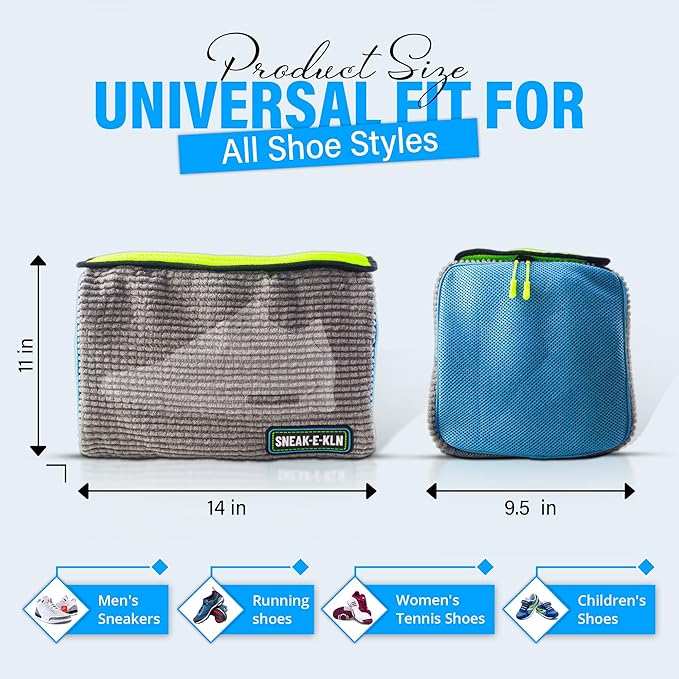 XL Reusable Shoe Washing Machine Bag – 360° Cleaning, Fits 2 Shoes, Heavy Duty Sneaker Laundry Bag for Washing Gym Footwear, Kids Sneakers, Includes Shoe Trees, Drying Bag, Brush & Towel