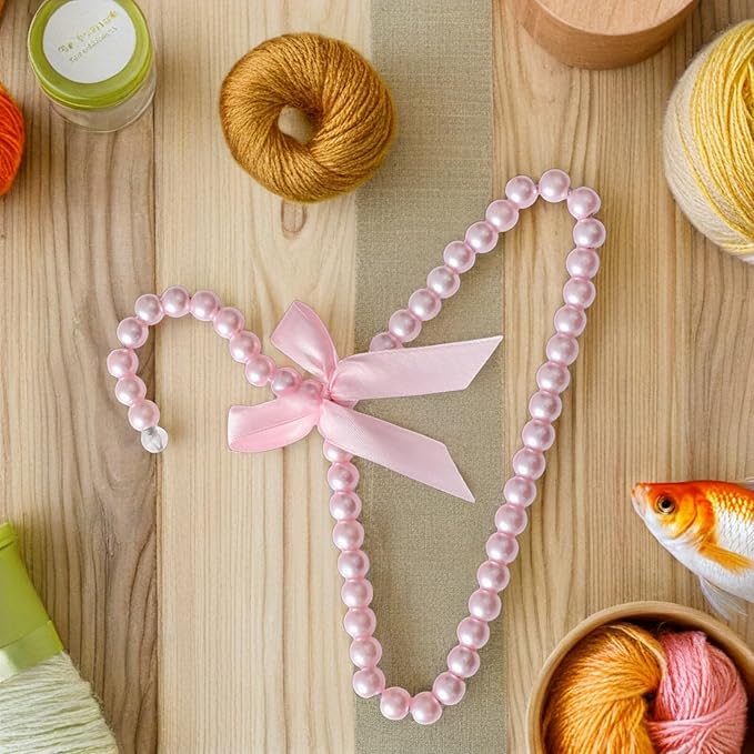5Pcs Pearl Hangers for Clothes Boy Girl Clothing Hangers Pink for Nursery Closet Organizer Pet Clothes Decoration