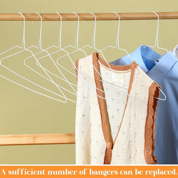 120 Pcs Wire Hangers Bulk 17.7" Dry Cleaner Hangers, Suit Holders for Home Caped Clothing (White)