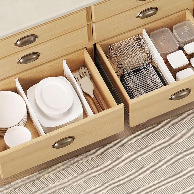 Lifewit 6" High 5 Pack Deep Drawer Dividers, 11.5-18.5" Expandable Clothes Divider for Drawers, Adjustable Dresser Drawer Organizers, White Drawer Separators for Dresser, Kitchen, Clothing