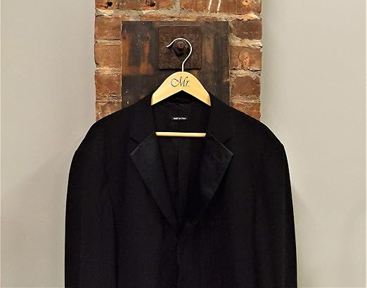 NAHANCO MRMR20017WB Same Sex, Gay Pride Hanger Set, Natural Wood Hangers with Black Imprint (Mr. and Mr.), 17” (2-Piece Set)