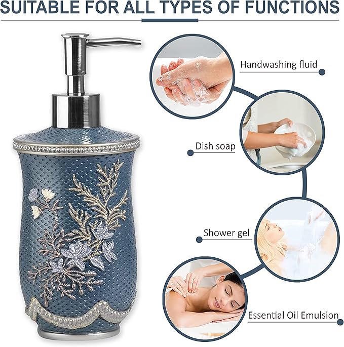 Zahari Home Capri Stylish Soap Dispenser Set - Modern Print Design for Kitchen and Bathroom - Lotion Pump, Dish Soap, Hand Sanitizer, Hand Soap - Cute and Practical