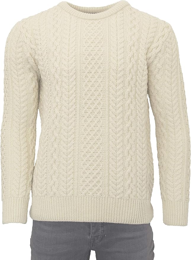 Aran Crafts Aran Crew Neck Sweater (100% Wool)