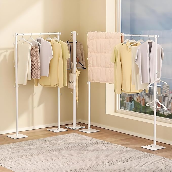 Clothes Drying Rack Clothing Foldable Clothes Rack, Portable Metal Garment Stand, Convertible Double Coat Hanger Rack for Bedroom, Laundry Room