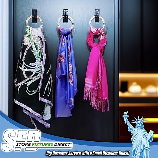 Clear Plastic Retail Scarf Rings - Round Fine Garment Hangers - 2.58" ID - 3.25" OD - 10 Pack