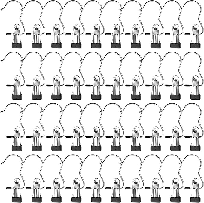 Tosnail 40 Pieces Boot Hanger Clips, Stainless Steel Laundry Hooks, Closet Hanging Clips, Space Saving for Jeans, Hats, Tall Boots, Towels