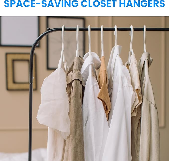 InfiniPower 30 Pack Plastic Hangers, Heavy Duty Hangers with Non-Slip Swivel Hooks for Shirts/Coats/Dresses, White