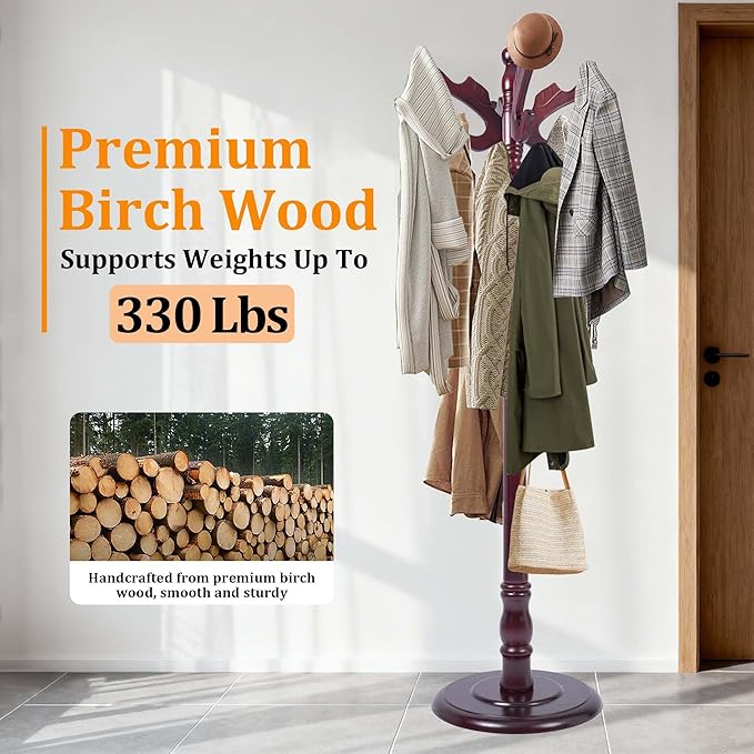 Coat Rack Freestanding Heavy Duty, Coat Hanger Stand Height 71’’ with Hooks, Coat Tree Freestanding Hat Rack Stand for Entrance, Office, Living Room, Bedroom, Corridor