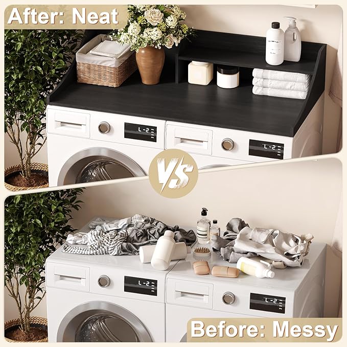 Bathroom Countertop Organizer, 54'' Washer Countertop Topper for Laundry Room Organization and Storage, Black