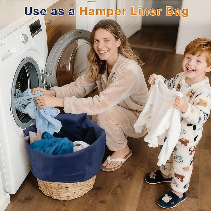 2-Pack Backpack Laundry Bags, Heavy Duty Laundry Bag Backpacks with Adjustable Shoulder Straps, Door Hanging Washing Bag, Laundry Hamper Lining for College Dorm, Travel, Laundromat