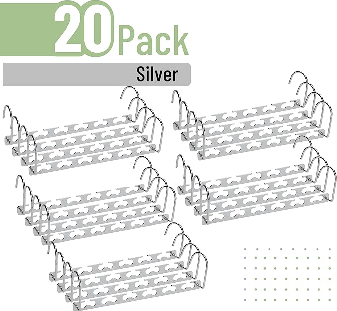 Mr. Pen- Metal Space Saving Hangers for Clothes, 20 Pack, 6 Slots, 360° Rotating Hooks, Metal Hangers, Wardrobe Organizer, Magic Cascading Hanger, Closet Space Saver, Closet Organizers and Storage
