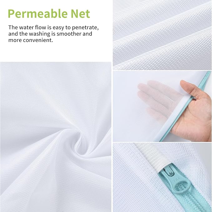OTraki 2Pcs Small Laundry Bags 10x12 Inch Delicates Lingerie Bags Mesh Wash Bags Hanging Laundry Bag Sock Bra Underwear Storage Laundry Room Organization,Don't Drying, Melting 140-176℉,White