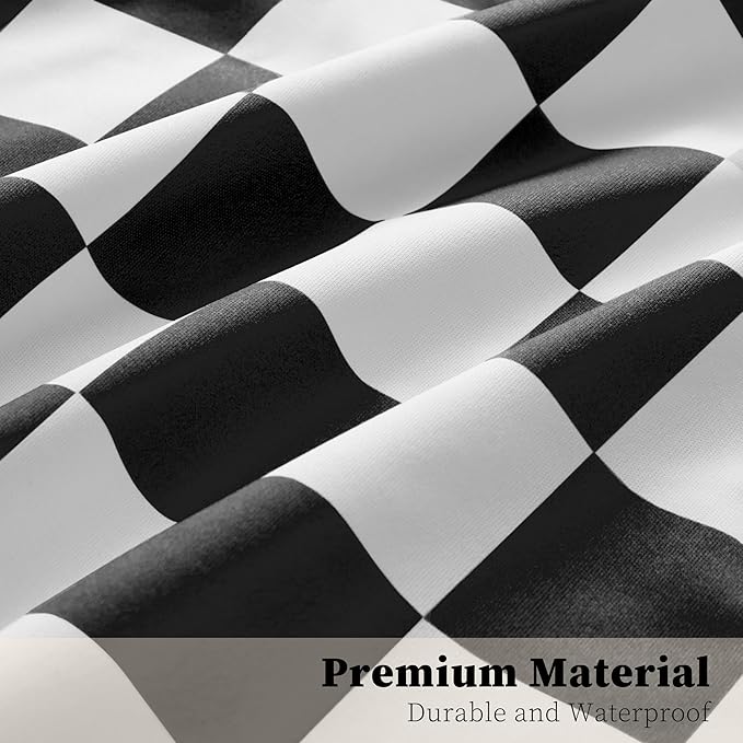 Checkered 2 Pcs Large Travel Laundry Bags for Dirty Clothes, Aesthetic Trendy Waterproof Washable Laundry Bag with Handle for Travel, Gym, Swimming Pool Black and White