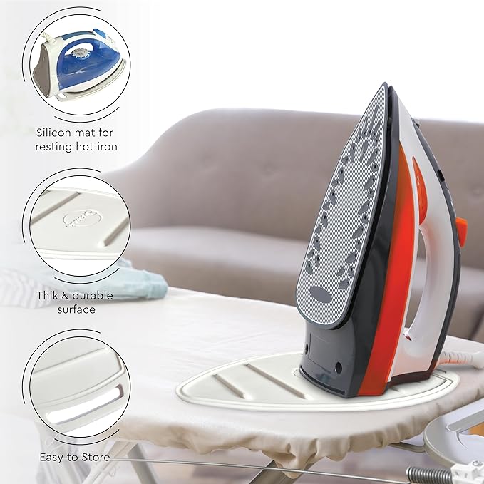Encasa XO Ironing Board Cover and Pad 42"x14" - Free Silicone Iron Rest & Mesh Cloth - 4mm Felt, Medium Iron Board Cover with Padding - Heat Resistant, Non Slip Drawstring Tommy
