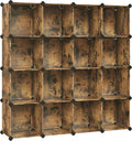 SONGMICS Cube Storage Organizer, Set of 16 Plastic Cubes, Closet Organizers and Storage, Room Organization, Bedroom Living Room, 12.2 x 48.4 x 48.4 Inches, Rustic Brown ULPC442A01