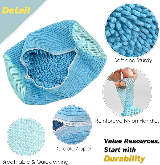 Shoe Washing Machine Bag,Laundry Shoe Bag for Washer and Dryer,Reusable Shoe Cleaning Bag for Sneakers,Tennis Shoes,With Self-locking Zipper, Microfiber Inside,Include Shoes Storage Bag (Blue(2PC))