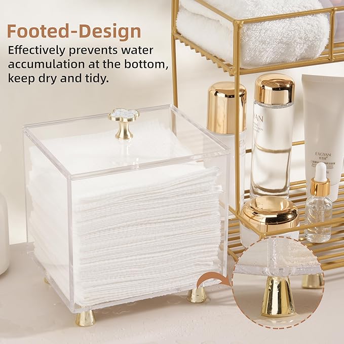 Disposable Facial Towel Holder Acrylic Storage Box Compatible with Clean Skin Club Clean Towel XL，Acrylic Face Towels Holder for Face Towelettes Bathroom Counter Storage, Organizer (Only box)